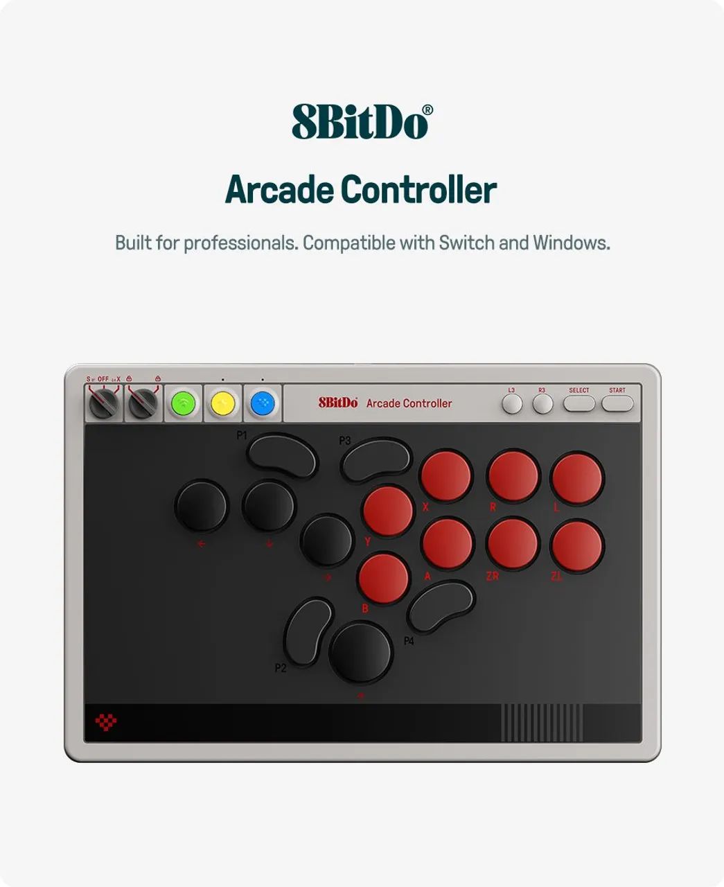Controle Arcade 8BitDo All Button Sem Fio: precisão total para Switch, Switch 2 e Windows