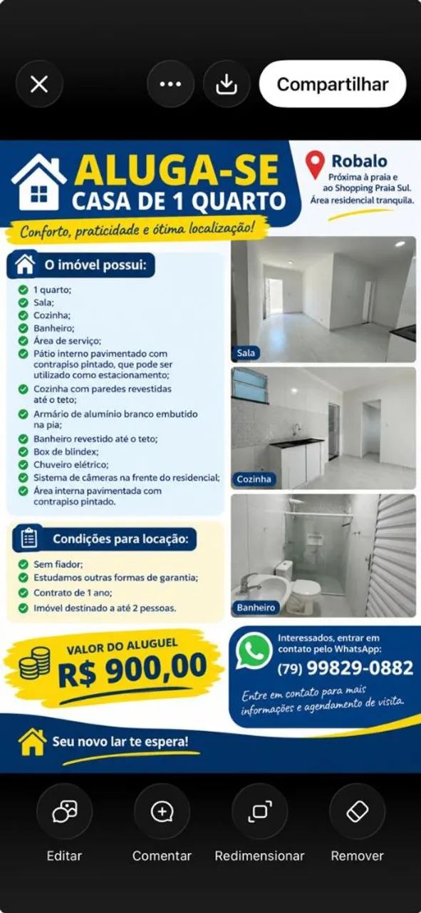 Alugo casa de 1 quarto