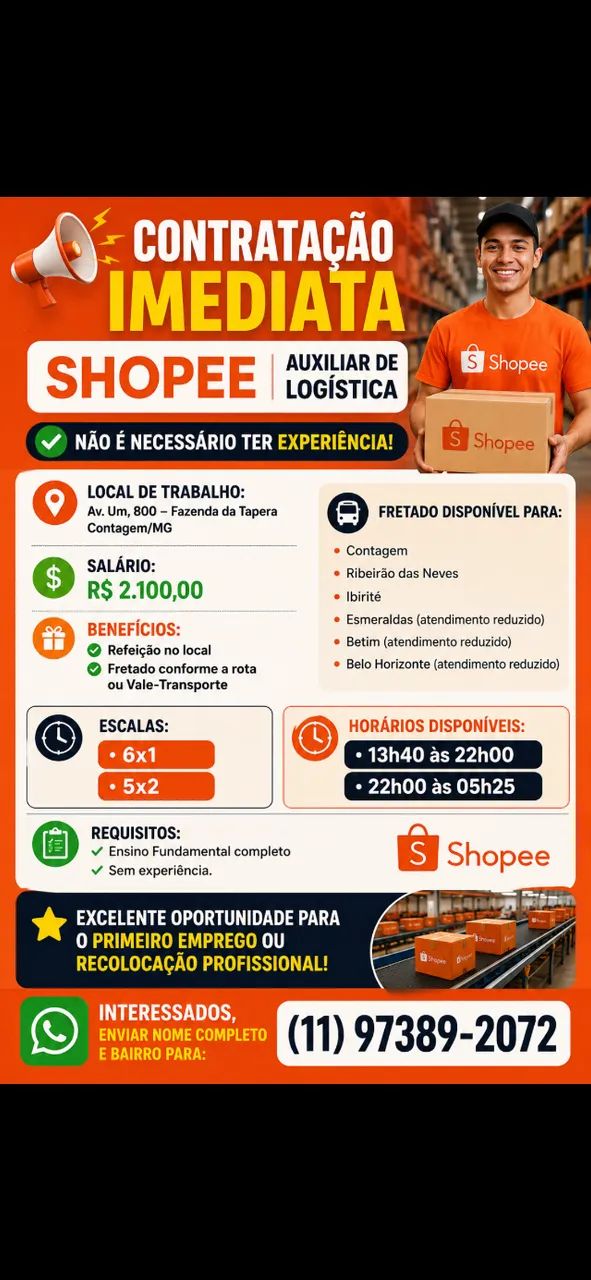 AUXILIAR LOGÍSTICO SEM EXPERIÊNCIA 