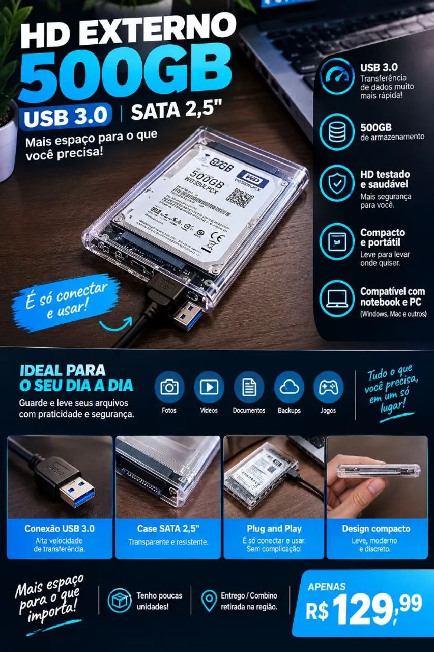 HD EXTERNO 500GB USB 3.0