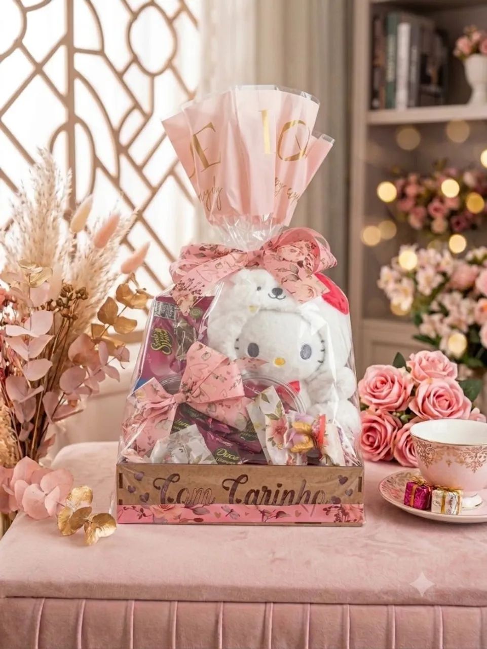 Cestas Hello Kitty Com Bombons Chocolate  - Foto 2