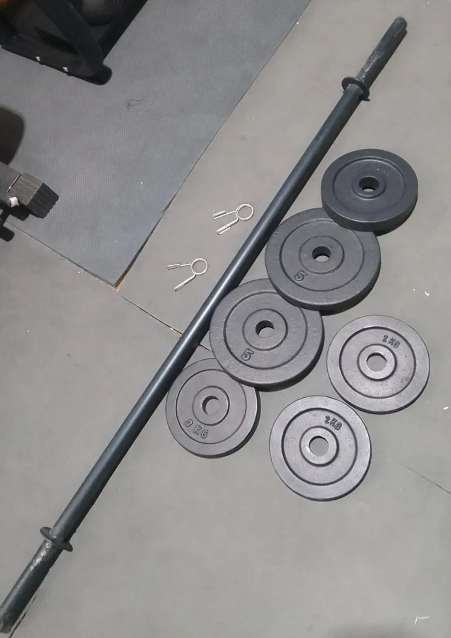 Barra Biceps 1,20cm + 20kg Ferro - Foto 4