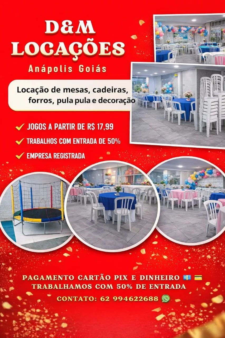 Mesas e cadeiras para Anápolis e região 