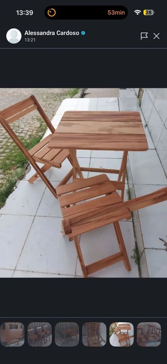 Mesa e cadeiras dobrável 