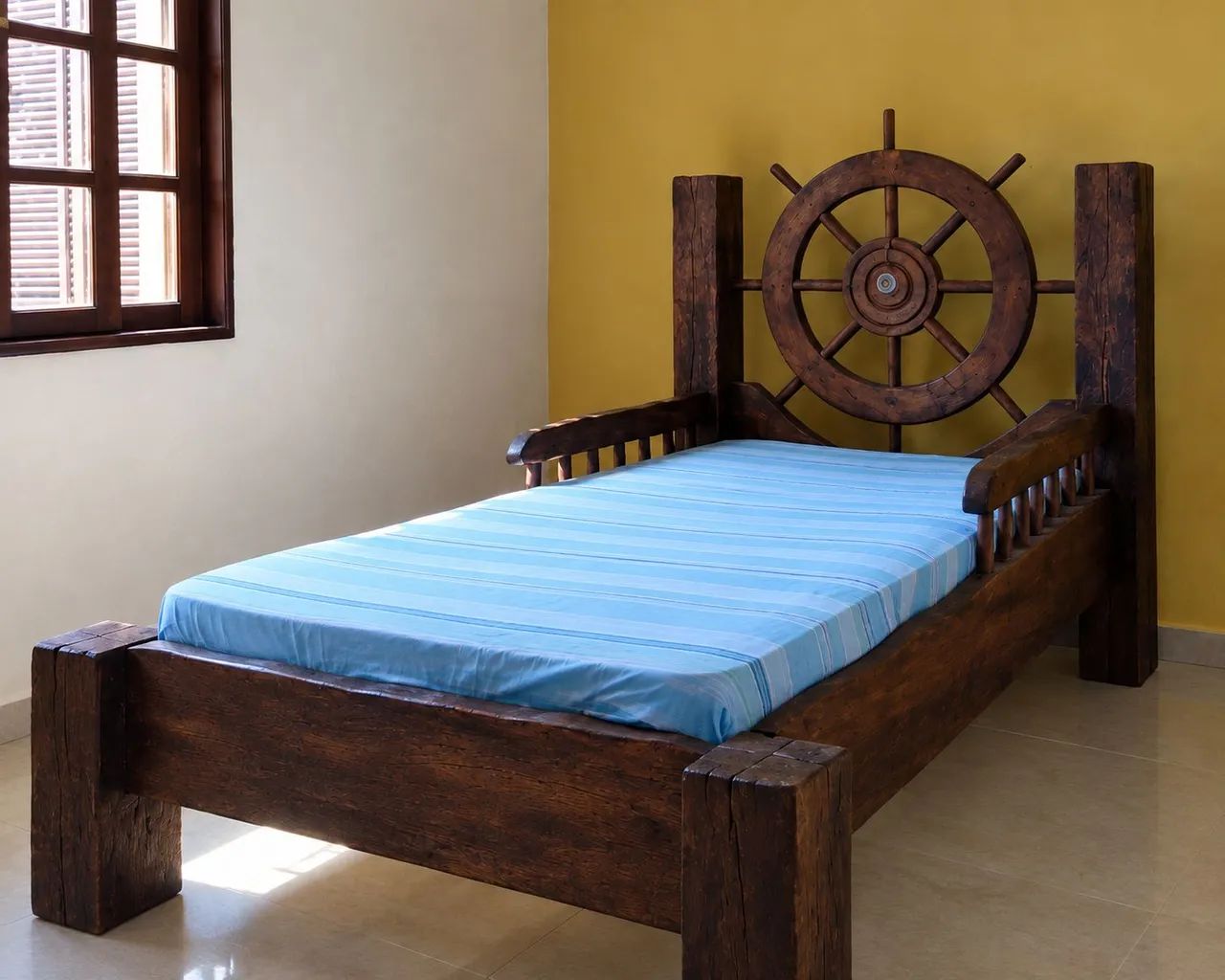 Cama de solteiro (madeira rústica)