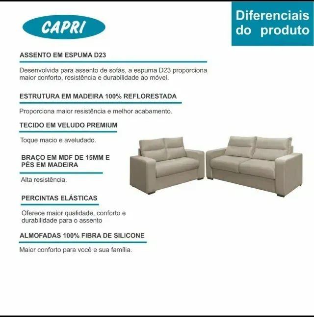 Jogo de Sofá 3 e 2 Lugares Capri - Estofados Linhares (Novo) - Foto 4