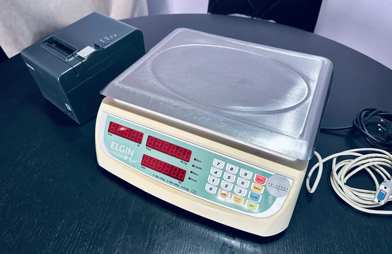 Balança ELGIN DP Plus 15kg, Bivolt + Impressora não fiscal Etiquetadora com bobina