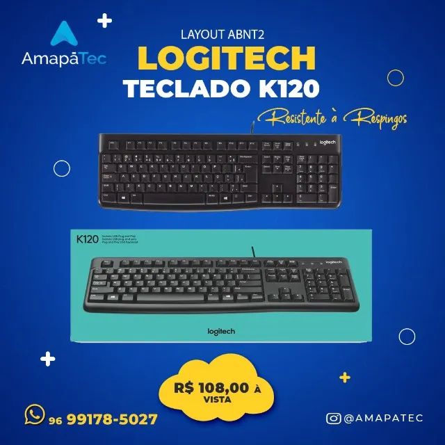 Teclado com fio USB Logitech K120