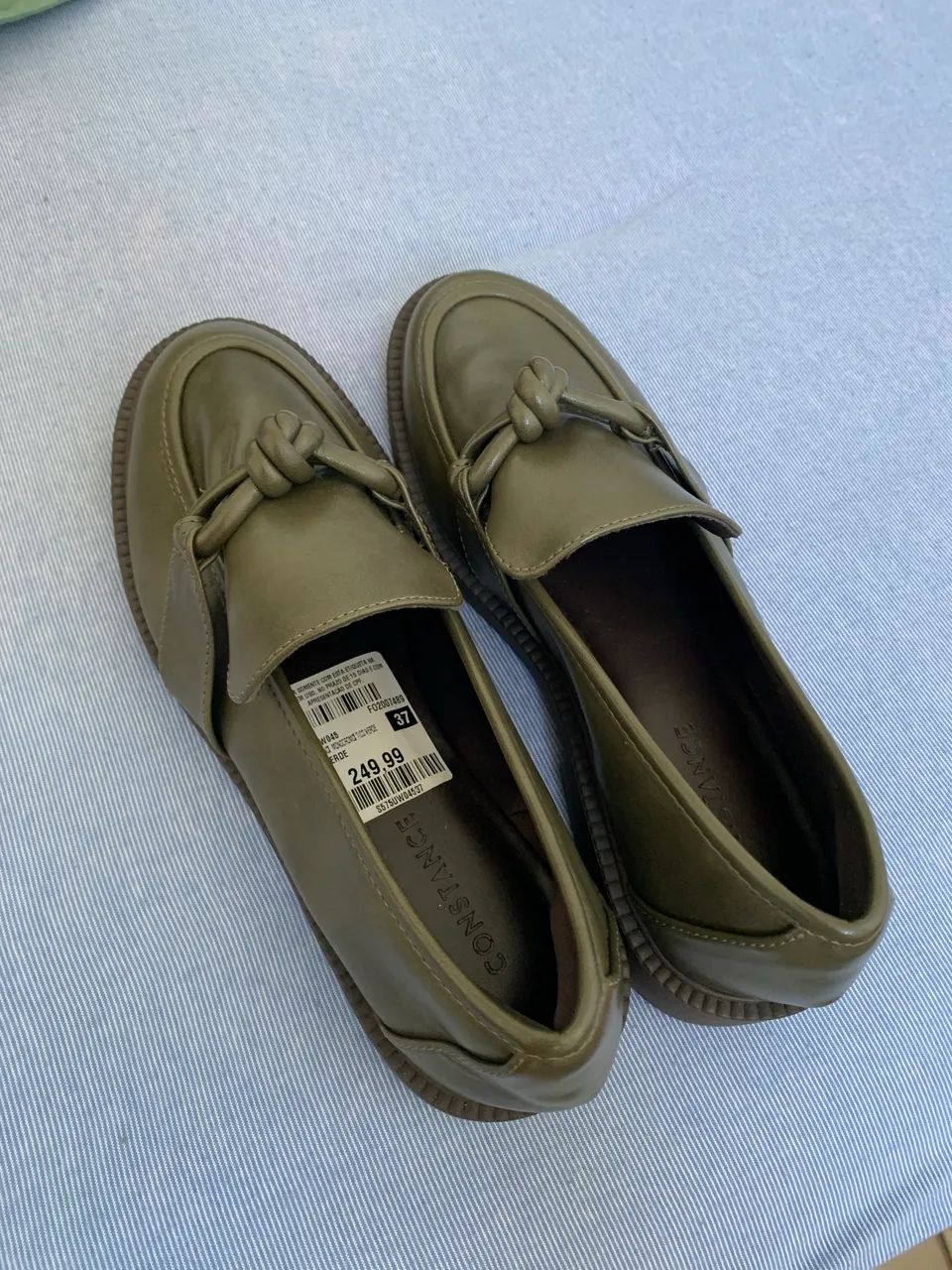  Mocassim Nó Monocromático verde militar 