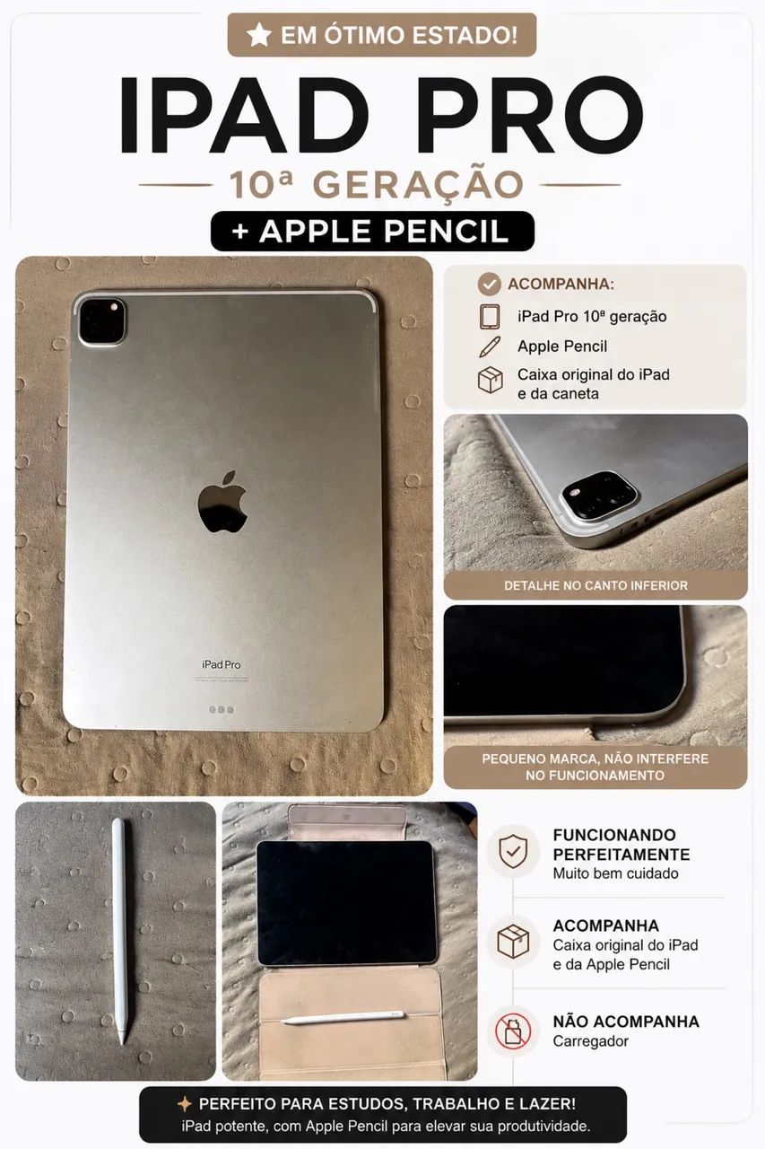 iPad Pro 4ª Geração + Apple Pencil 2ª Geração | Ótimo Estado | Completo