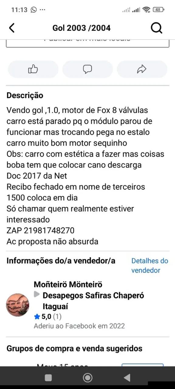 Volkswagen Gol Geração III Plus 1.0 MI 16V Gasolina Mec. 4P 2004
