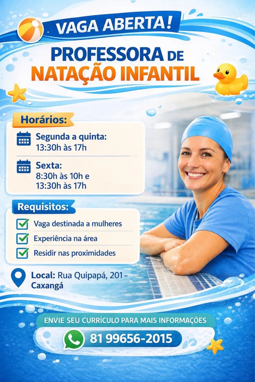 Vaga para Professora de Natação Infantil!