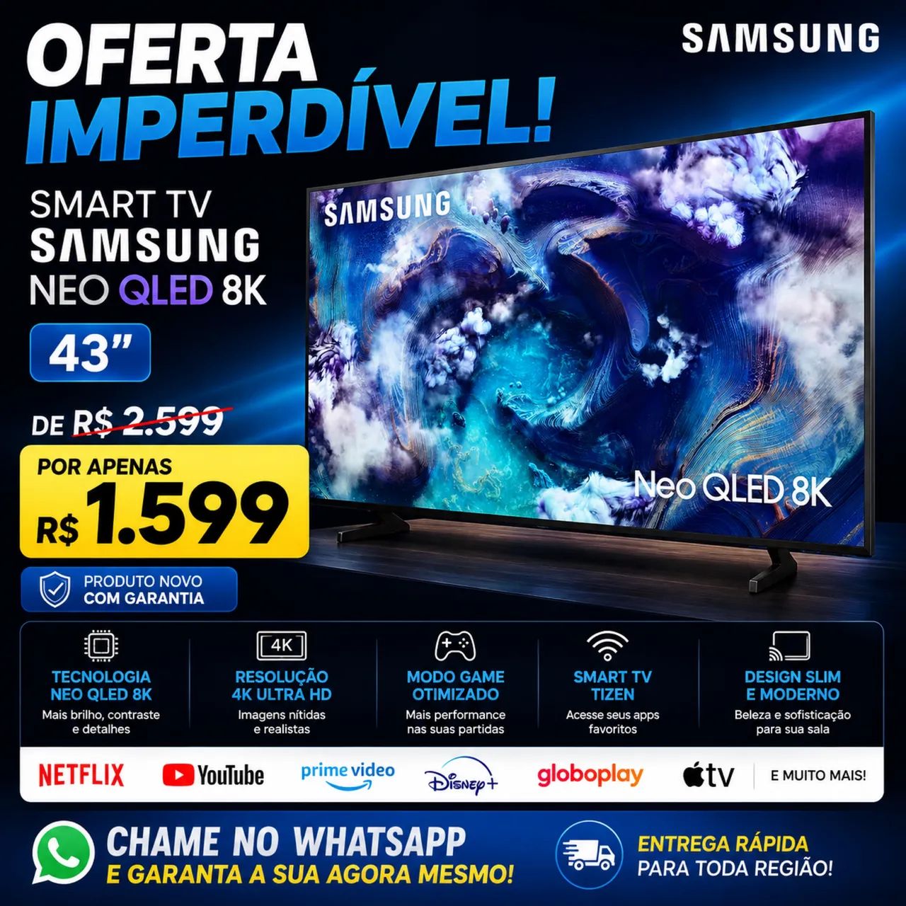 Smart TV Samsung 43 Vision AI QLED 4K