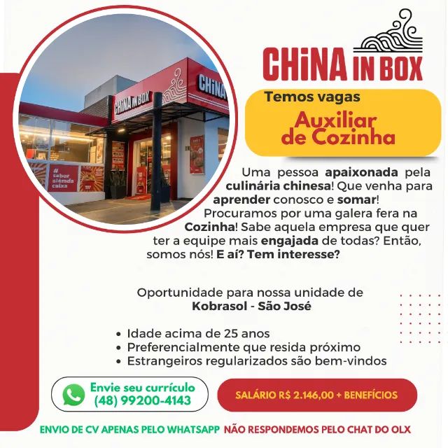Auxiliar de Cozinha - Kobrasol
