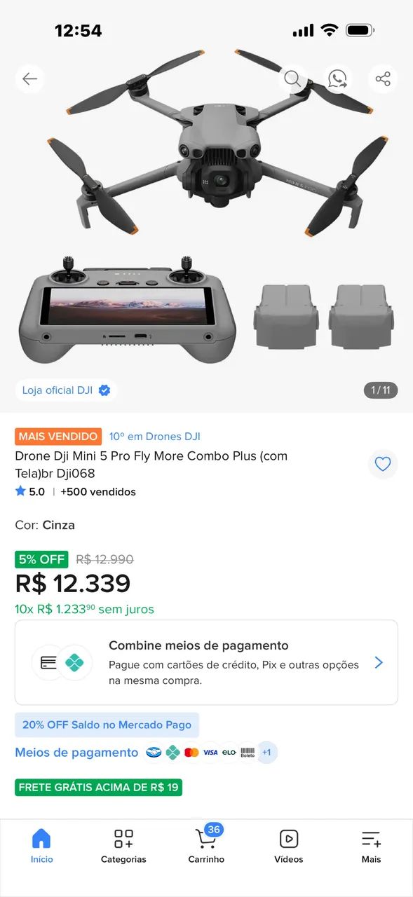 Drone DJI Cobom Drone Dji Mini 5 Pro Fly More Combo Plus (com Tela)br Dji068  - Foto 5