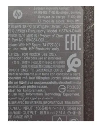 Fonte Carregador HP HSTNN-DA40 45W Usada - Foto 2