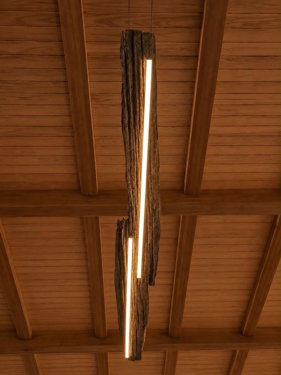Luminária de madeira rústica 