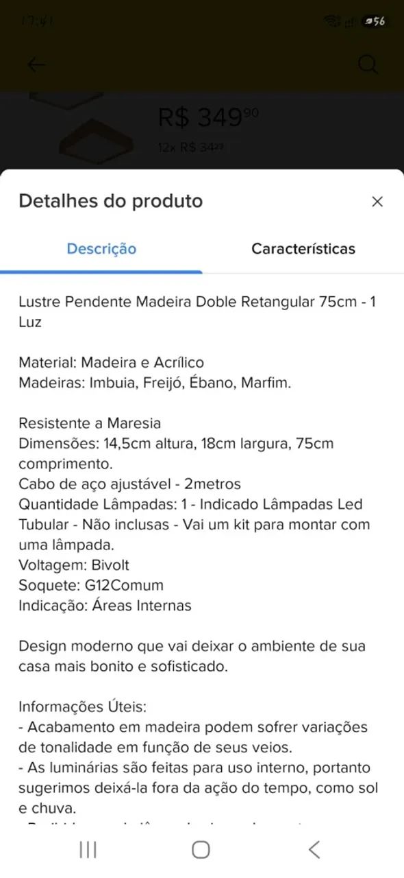 Lustre Madeira (Retangular) - Foto 3