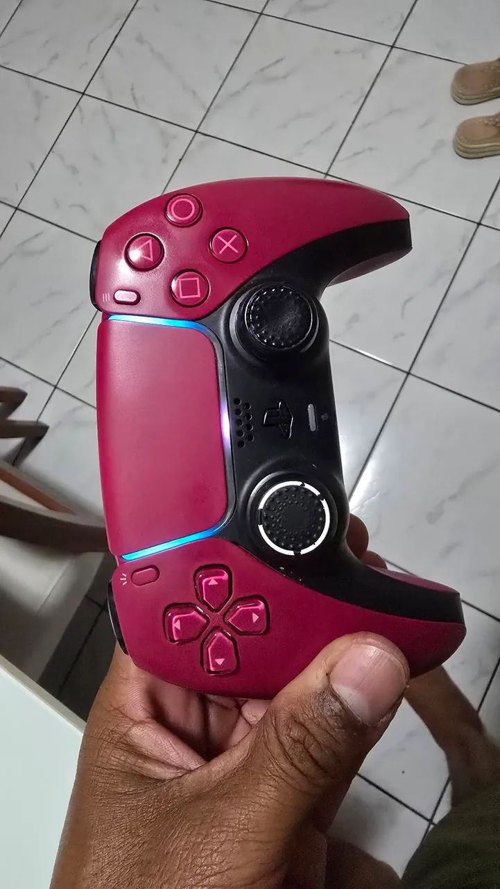 Controle PS5 COM Hall Effect cor Vermelho