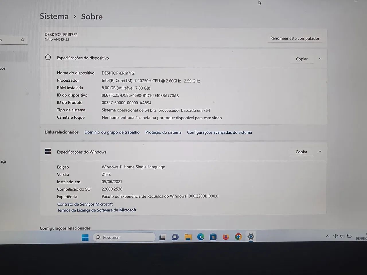 <br>Acer Nitro 5 AN515-55 - Notebook Gamer