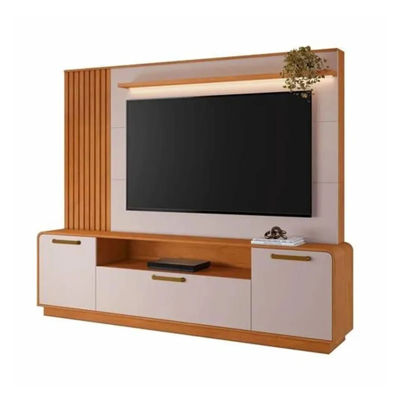 Home com painel ripado e led 