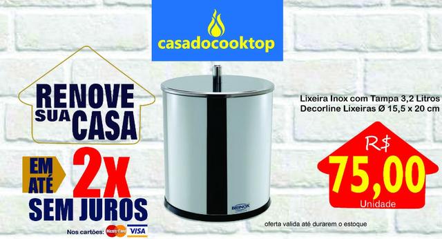 Lixeira Inox com Tampa 3,2 Litros - Decorline Lixeiras Ø 15,5 x 20 cm