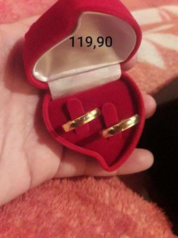 Promoção alianças banhadas a ouro 18 k +Estojo a pronta entrega  
