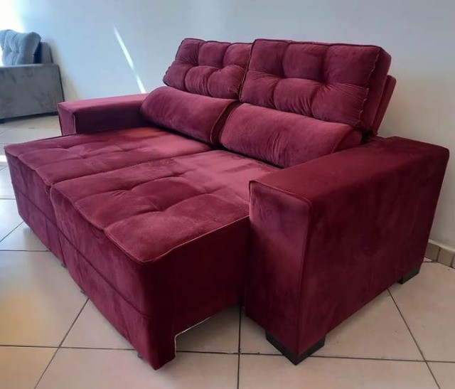 sofá retrátil e Reclinável 3 Lugares New York Premium Veludo 2mts