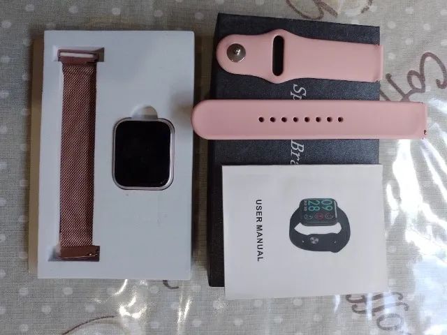 Smartwatch Relógio Inteligente Rosa Feminino -  Pulseira Extra - Foto 4