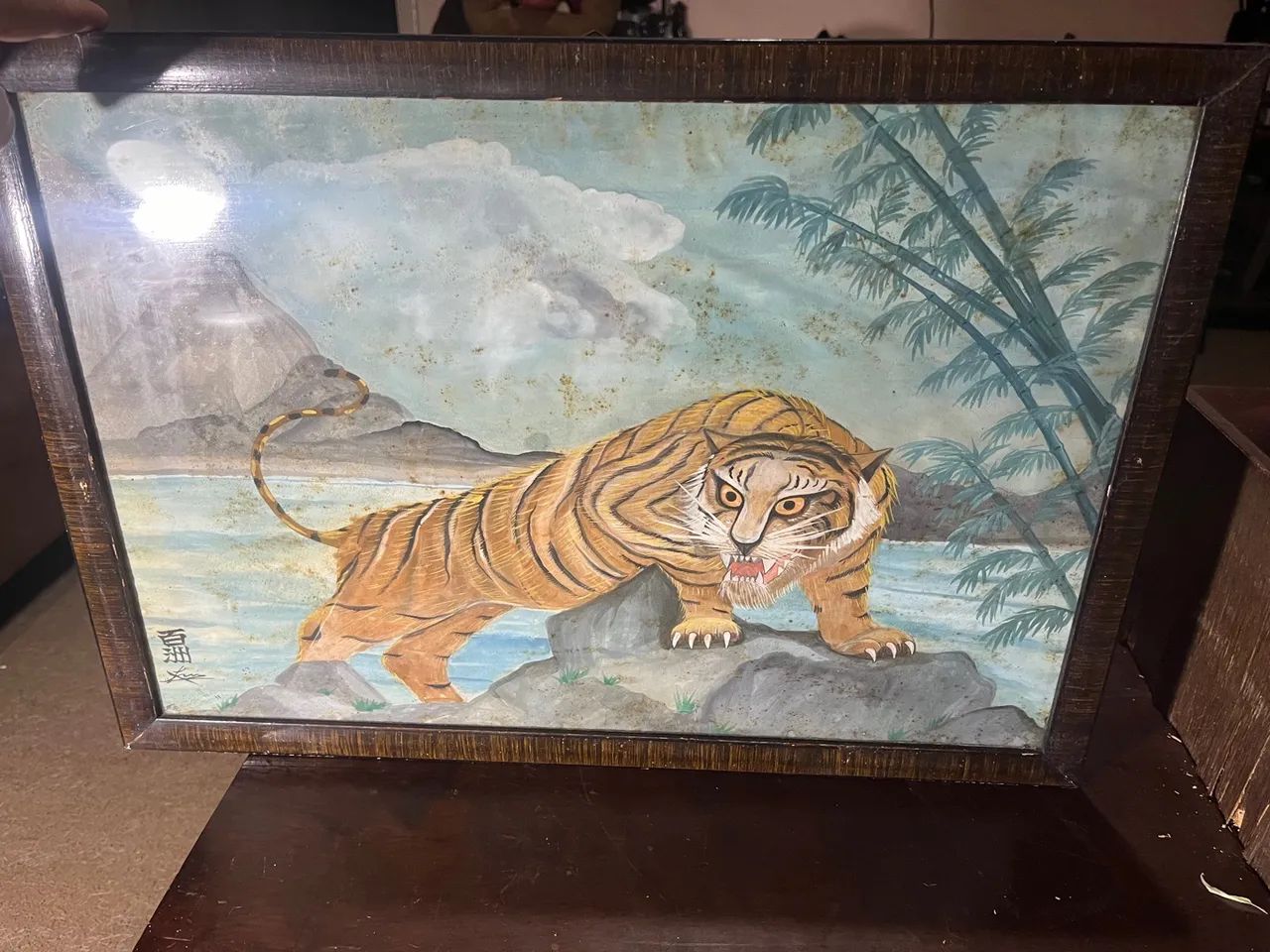 Quadro antigo tigre chinês 