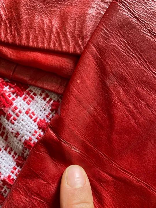 Jaqueta de couro LEGÍTIMO vermelha feminina - Foto 2
