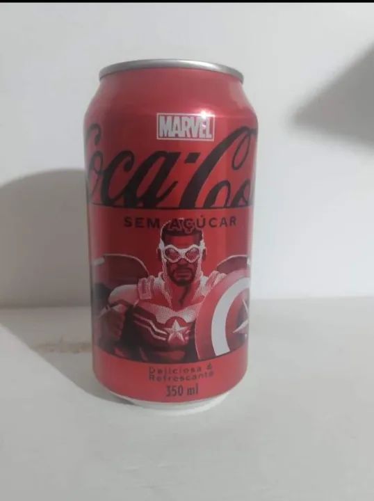 Latinha Coleção Marvel Coca Cola Capitão America Higienizada - Foto 2