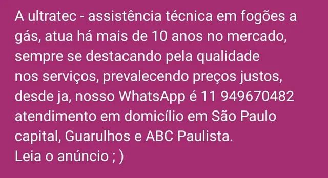 Somos uma equipe de Técnico de fogões a gás gn / glp consulte-nos!..