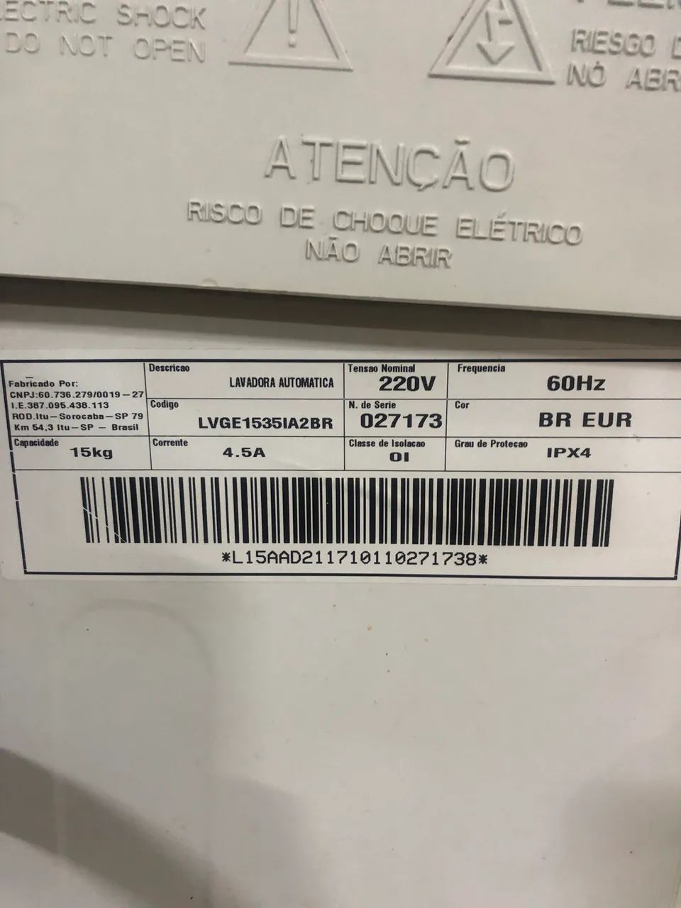 Máquina de Lavar Roupa 15kg - GE - LVGE1535IA2BR - para conserto ou retirar peças! - Foto 6