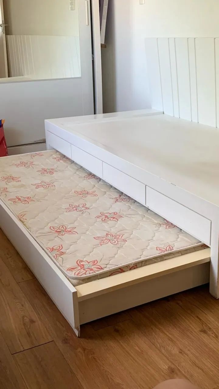 Bicama de madeira maciça laqueada de branco com 4 gavetas - Foto 5