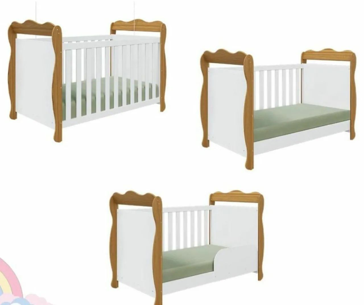 Berço Infantil Moderno Madeira e Branco - Foto 2