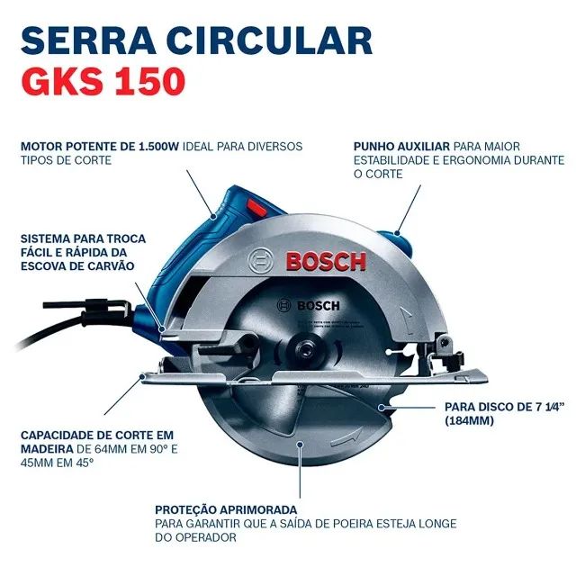 Serra Circular Profissional GKS 150 1500W Bosch Garantia de 1 Ano - Foto 3