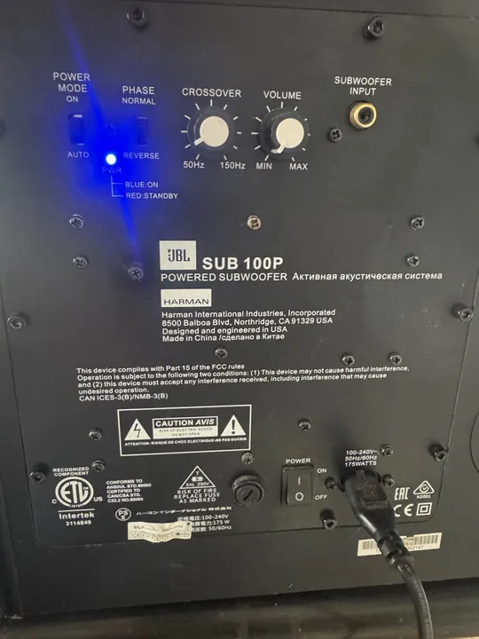 Subwoofer JBL Ativo de 10 polegadas seminovo