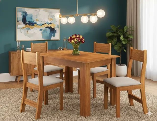 Mesa de jantar Flora com Cadeiras Maia Bronze