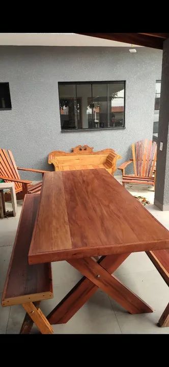 Mesa de madeira demolição em x - Foto 4