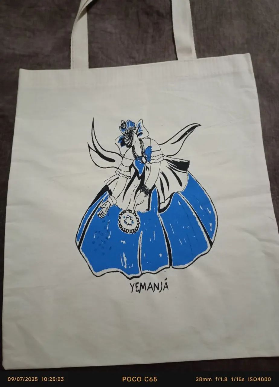 Bolsa eco bag Yemanjá - Estilo e Fé tenho outras estampas  - Foto 2