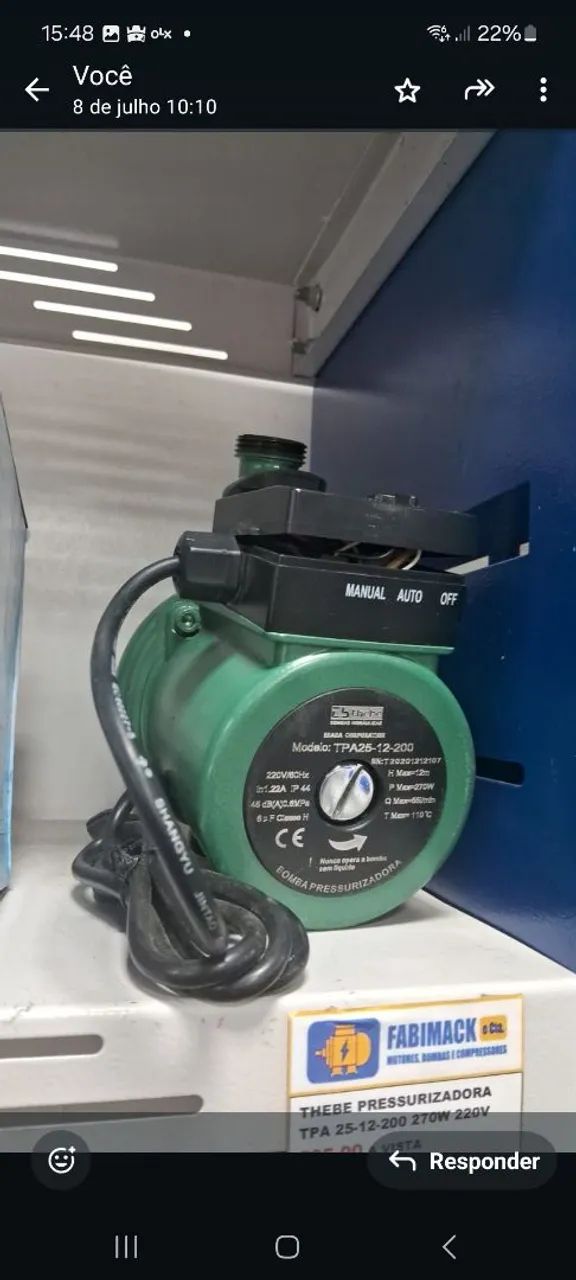 BOMBA PRESSURIZADORA 270W MON 220V TPA 25-12-200 THEBE