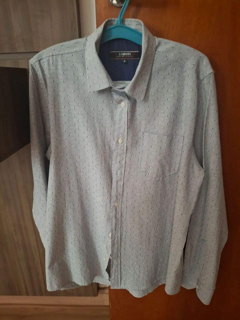 Camisa social masculina cinza - Foto 2