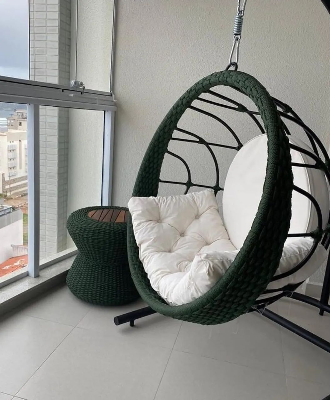 Balanço ninho corda verde + base