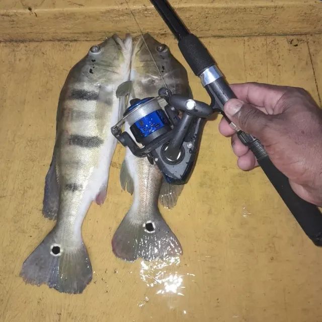 kit vara de pesca molinete linha iscas artificiais pronta pra uso barato (nova) - Foto 6