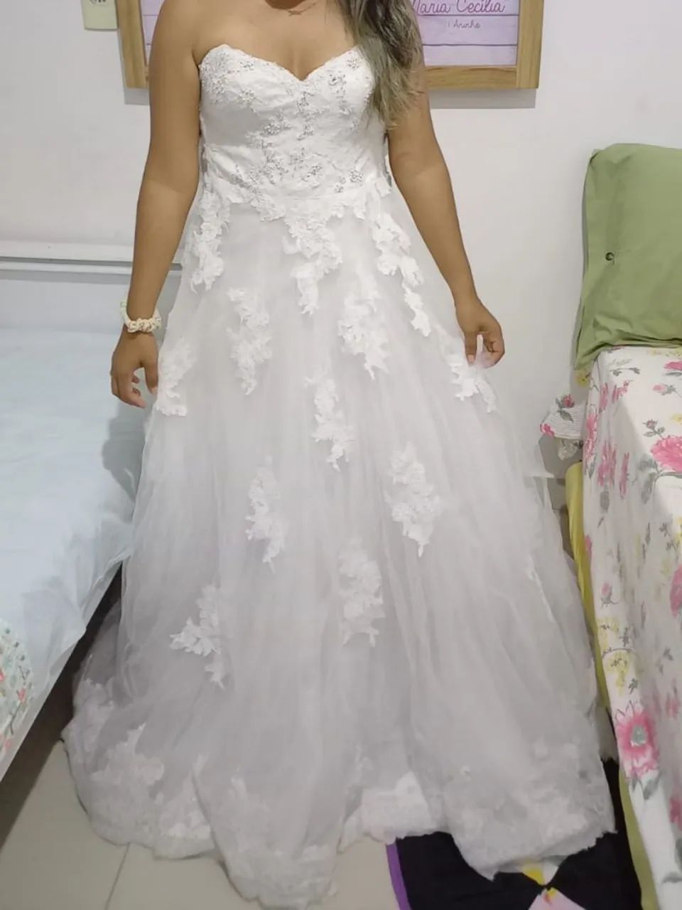 Vestido de noiva branco com renda - Foto 4