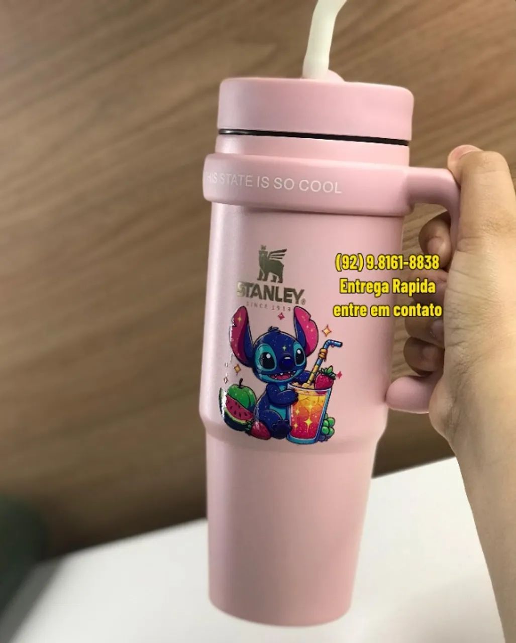 Copo Termico Lilo Stitch 900ml Com Canudo - Entrega Rápida - Foto 3