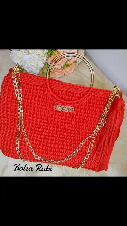 Conjunto de Bolsas Crochê Rosa - Foto 4