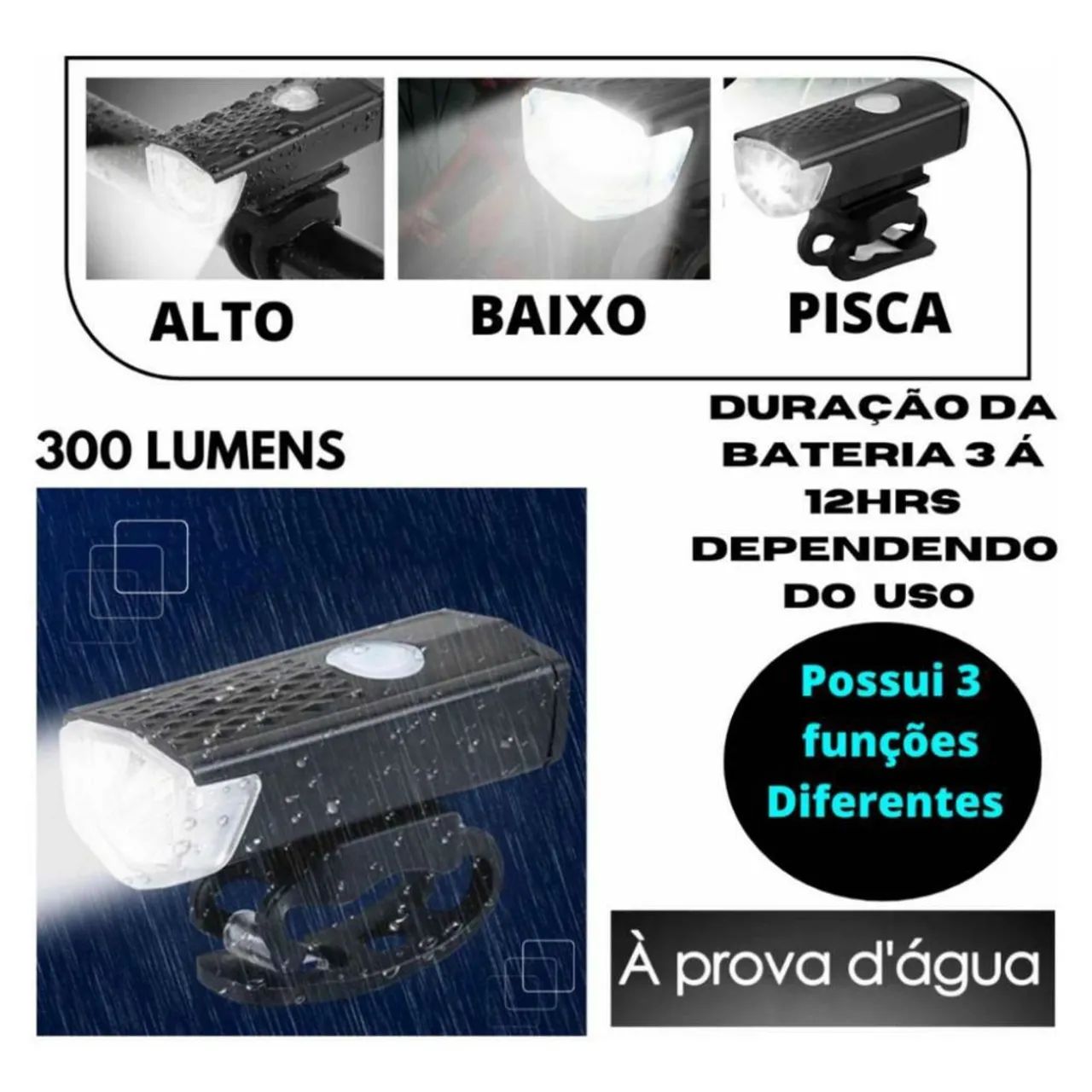 Velocímetro + kit de farol para bicicleta  - Foto 4