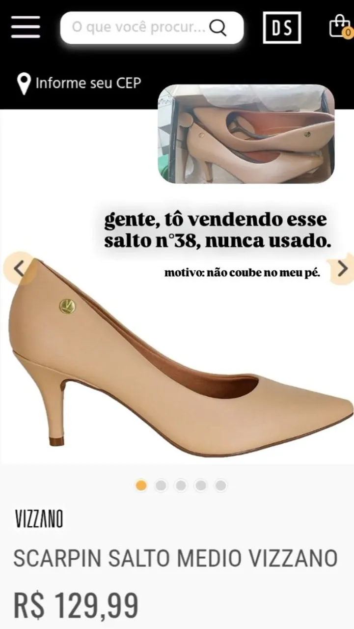 Scarpin Salto Médio Vizzano Bege 38